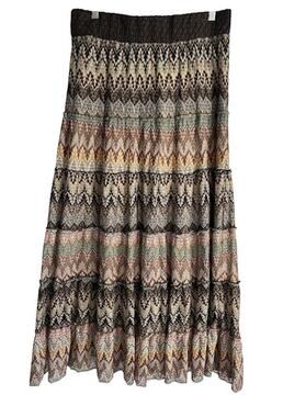 Lapis Women’s Size Large Boho Tiered Chevron Maxi Skirt
